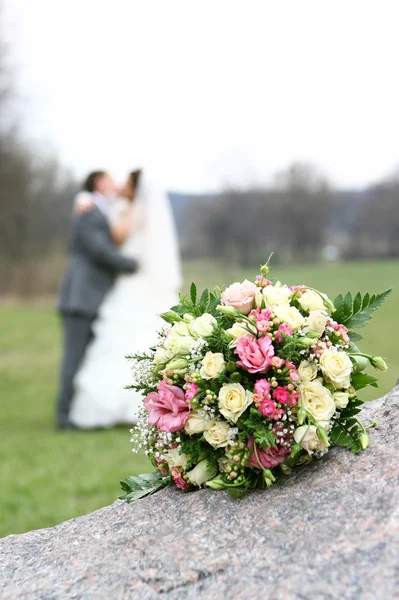 Noiva e noivo beijando — Fotografia de Stock