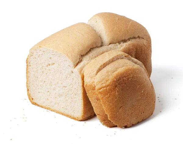 Bread loaf with slices isolated on white — Stock Photo, Image