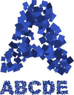 Flying squares font clipart