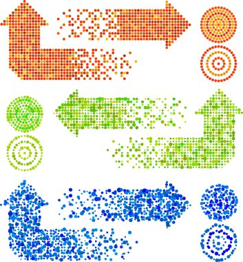 Vector mosaic arrow signs set in different techiques clipart