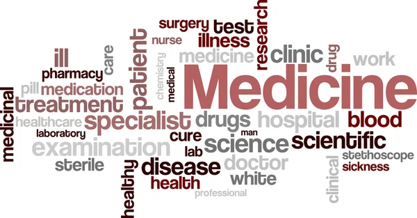 Medicina wordcloud — Vetor de Stock
