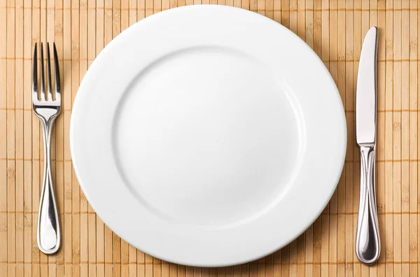 Serving (fork, knife, plate) — Stock Photo, Image
