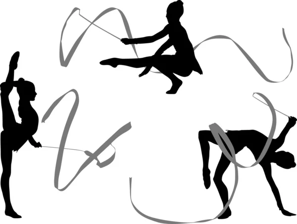 Silhouettes de gymnastique — Image vectorielle