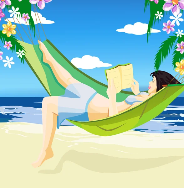 Girl in hammock Stock Vector