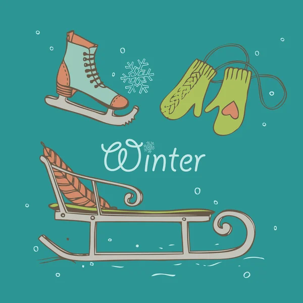 Carte amusante hiver — Image vectorielle