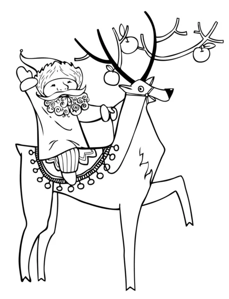 Santa on a deer — Stock Vector