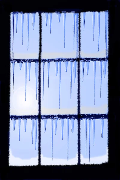 Ventana de vidrio congelado — Foto de Stock