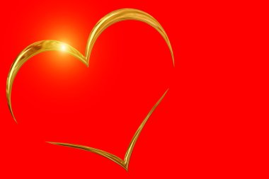 Valentine`day golden ring on red color background clipart