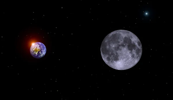 stock image Earth,moon and sun