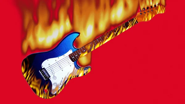 Brandende gitaar — Stockfoto