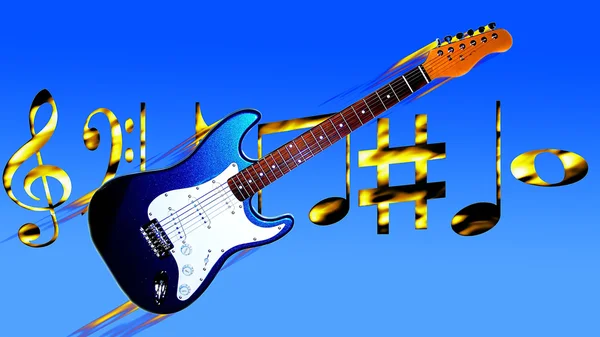 Guitarra nas notas-chave — Fotografia de Stock