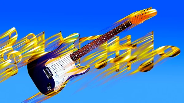Guitar in flames — Stock Photo, Image