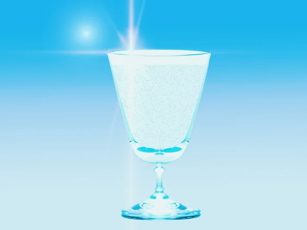 Vidro Água Mineral Com Reflexão Luz Solar Borda — Fotografia de Stock