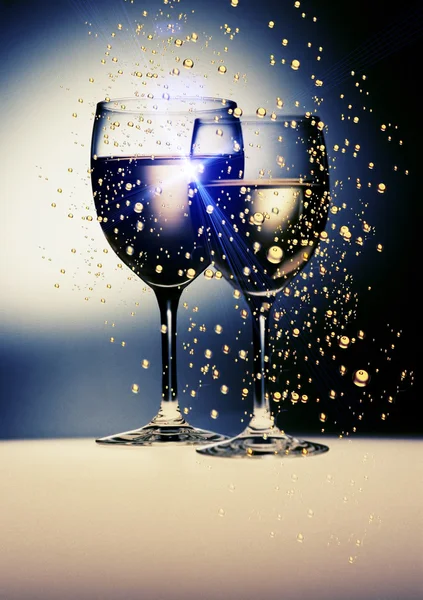 stock image Wine gold glasses