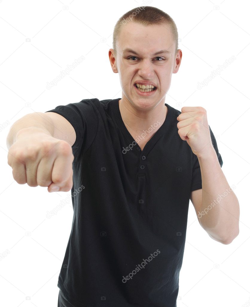 Angry man punched