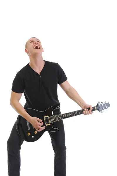 Portrét muže s kytarou — Stock fotografie