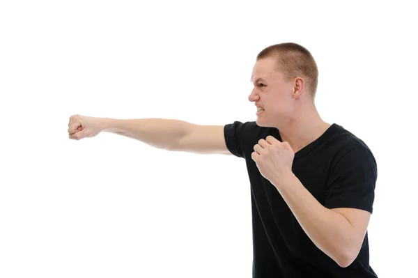 Angry man punched — Stock Photo, Image
