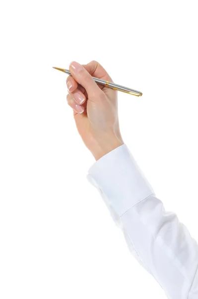 Pen in woman hand Stock Image