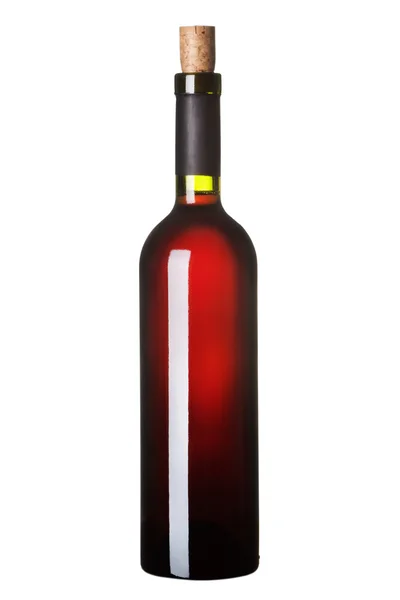 Eine Flasche Rotwein, isoliert auf weißem. — Stockfoto