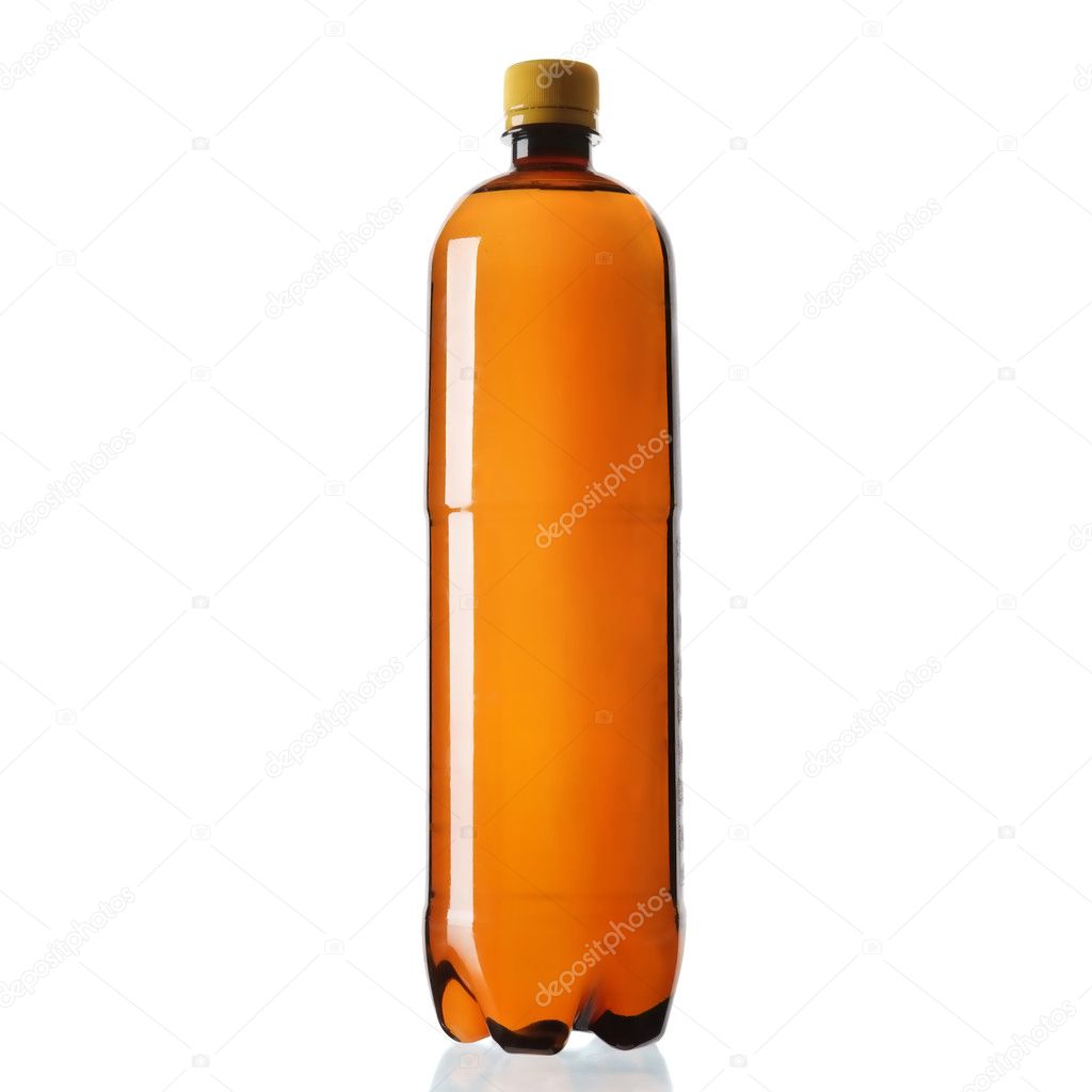 Brown plastic bottle isolated on white background