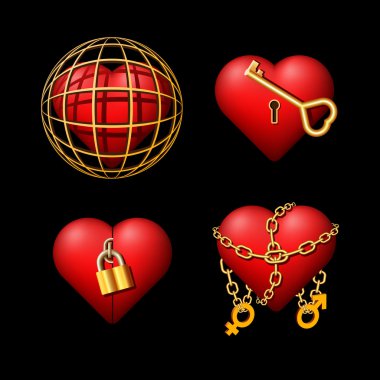 Set of the volume closed hearts. clipart