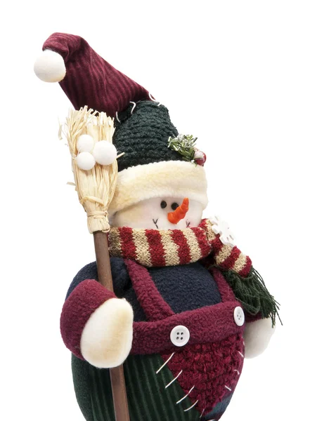 Snowman with broom — Stock Photo, Image