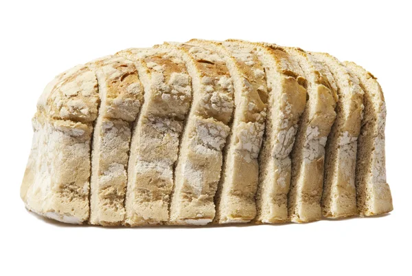 Studio Φωτογραφία Του Καρβέλι Ψωμί Απομονώνονται Λευκό Φόντο — Φωτογραφία Αρχείου