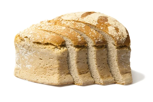 Studioaufnahme Eines Brotlaibs Isoliert Auf Weißem Hintergrund — Stockfoto