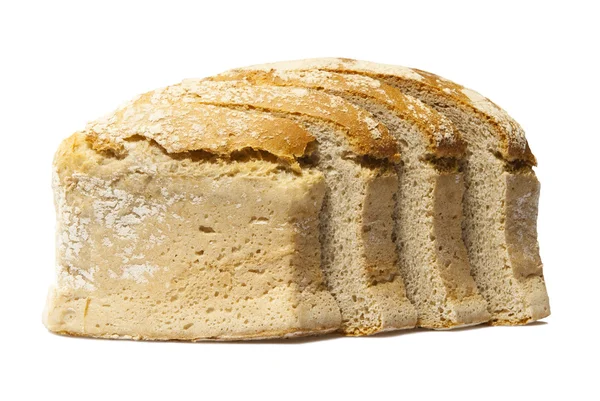 Studio Φωτογραφία Του Καρβέλι Ψωμί Απομονώνονται Λευκό Φόντο — Φωτογραφία Αρχείου