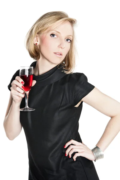 stock image Young attractive woman holding a glass of red wine