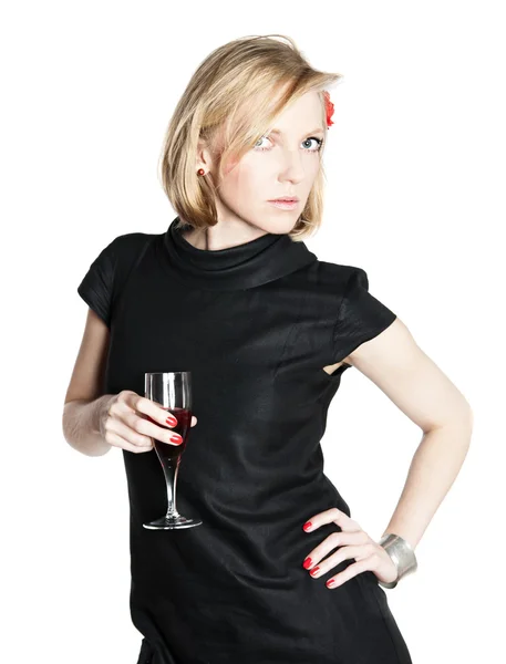 stock image Young attractive woman holding a glass of wine