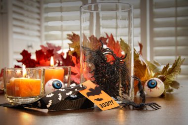 Halloween decorations with candles clipart