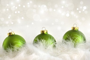 Green Christmas balls with holiday background clipart