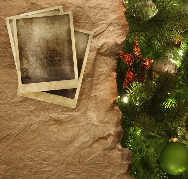 Pergamenový papír s vánoční pozadí — Stock fotografie