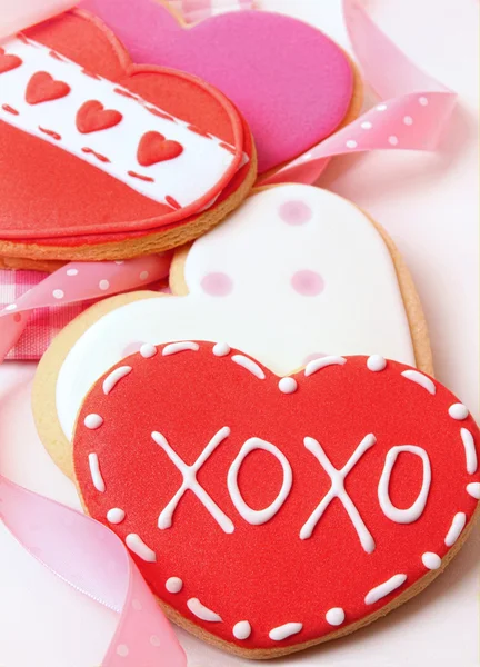 Srdce tvaru cookies pro den svatého Valentýna — Stock fotografie