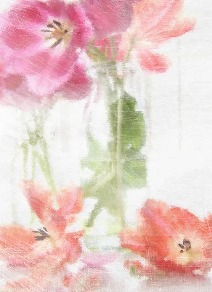 Pintura digitalmente renderizada de tulipas de primavera — Fotografia de Stock