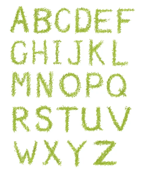 Letras Del Alfabeto Hierba Verde Aisladas Sobre Fondo Blanco —  Fotos de Stock