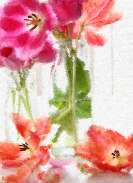 Tavaszi tulipán digitálisan leképezett festmény — Stock Fotó