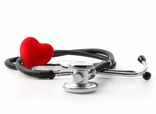 Stetoskop Srdcem Bílém Pozadí — Stock fotografie