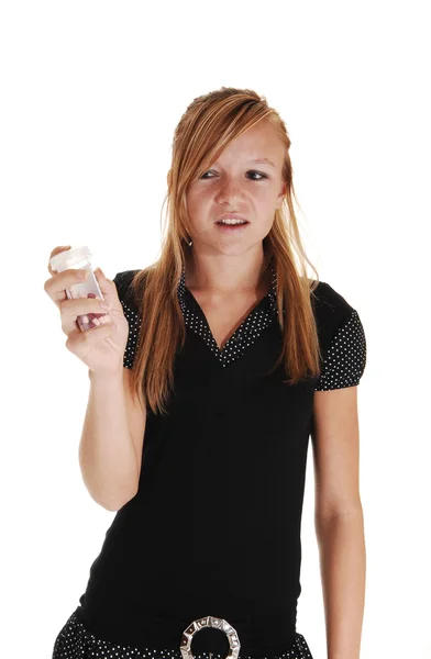 Girl not liking pills. — Stock Photo, Image