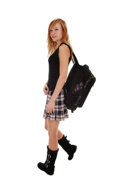 Dívka s batohem. — Stock fotografie