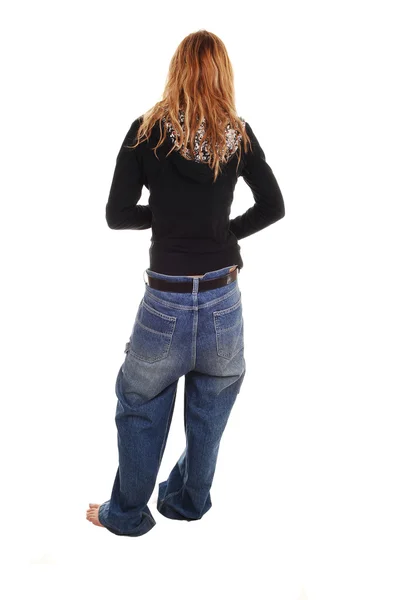 Meisje verliezen broek. — Stockfoto