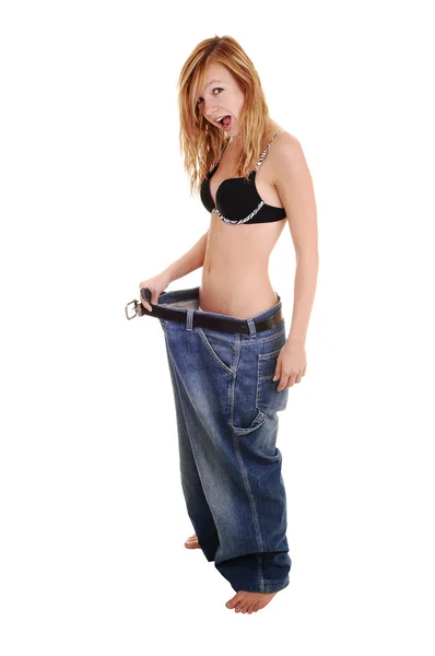 Flickan gick ner massor i vikt. — Stockfoto