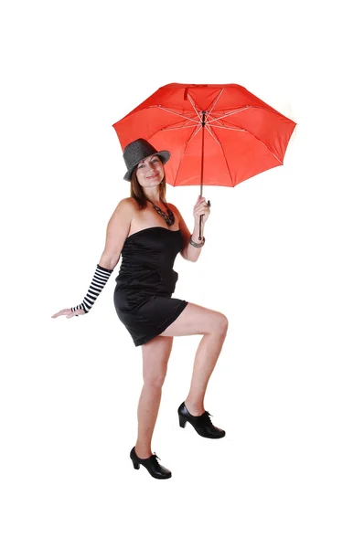 모자와 우산 아가씨. — 스톡 사진