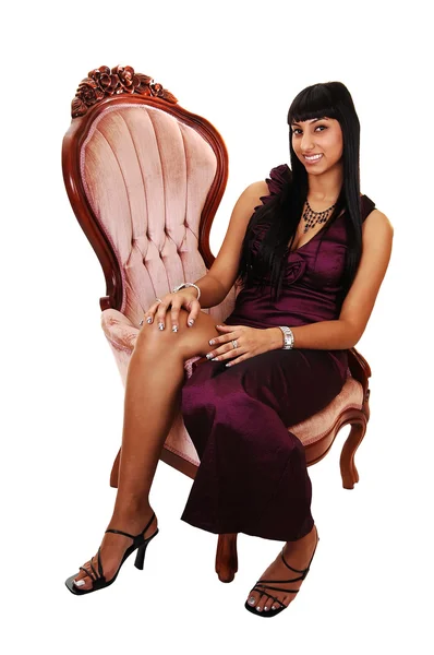 Girl in armchair. — Stock Photo, Image