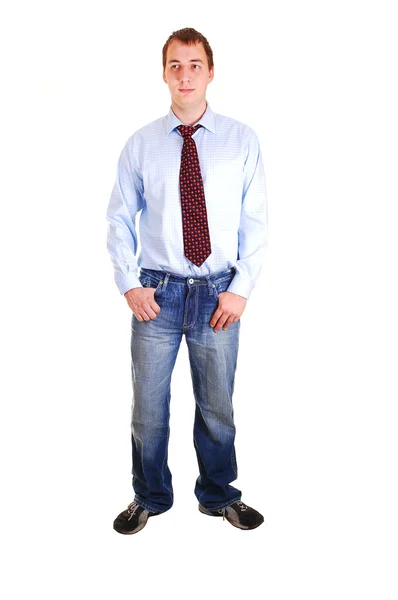 Jonge man in spijkerbroek. — Stockfoto