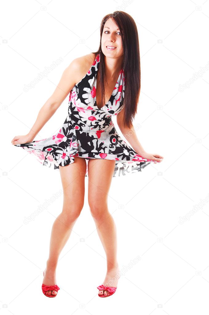Girl lifting up dress