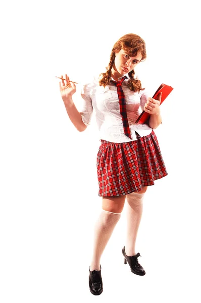Schoolgirl in uniform. — Stock Photo, Image