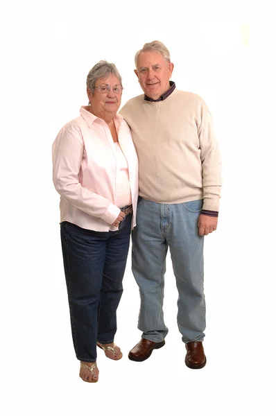 白い背景のためのスタジオでダンス 年代に高齢者のカップル — ストック写真