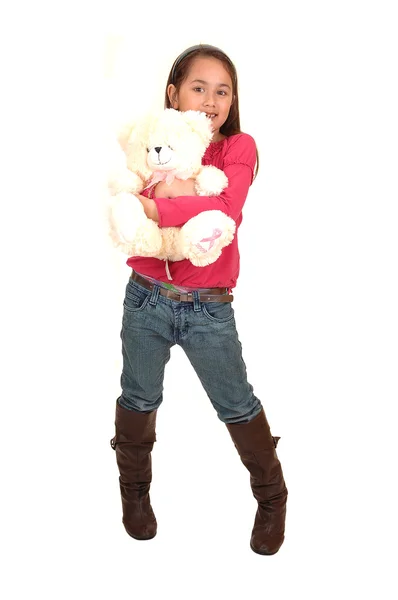 Meisje met teddybeer. — Stockfoto